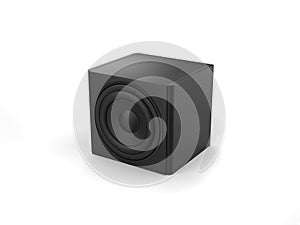 Small black cube sub woofer music speaker