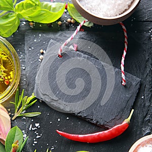 Small Black Wooden Tag on Table