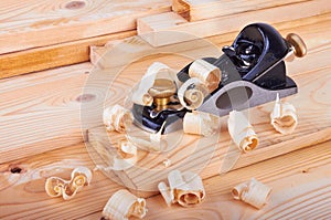 Small Block Plane and Wood with shavings