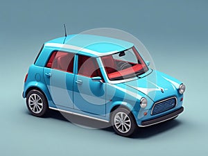 small blue car isolated on gradient background 3d transportation