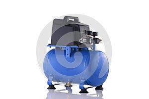 Small blue compressor side view isolated on white