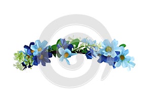 Small Blue Flower Crown Front View isolated on white background with clipping paths