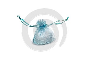 Small blue gift bag, isolate on a white background