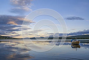 Small boat in lake Funasdalssjon