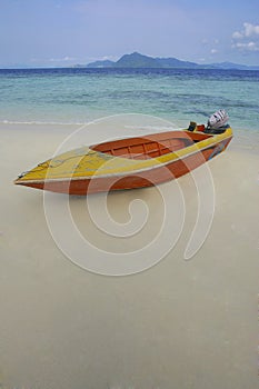 Small boat at the lonely beach