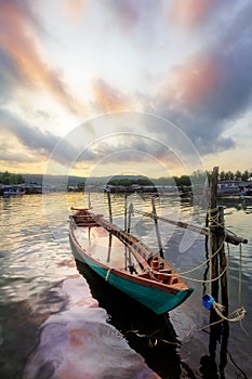 Small boat wreck in river