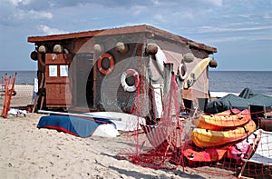 Small boating station on the Baltic beach.