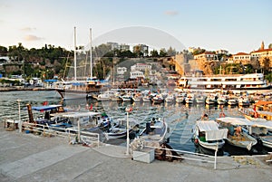 Small boats in a Antalya harbor, Turkey