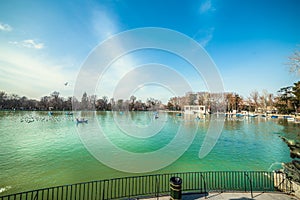 Small boats in Buen Retiro park in Madrid