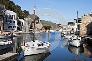 Small boats in a fishing village