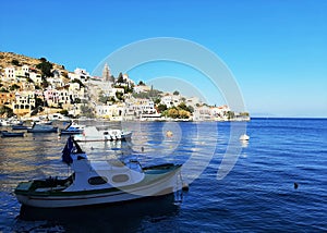 Small Boats In The Harbor Of Symi Island In Greece 03