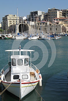 Small boats in Heraklion sea port