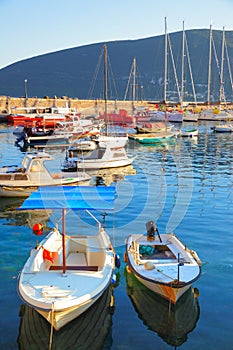 Small boats in port of Herceg Novi