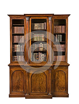 Small Bookcase breakfront old antique with books