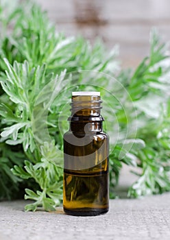 Small bottle of essential wormwood oil