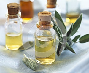 Small bottles of sage oil