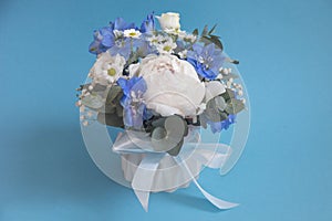 a small bouquet of white roses. Flowers for birthday, wedding, Valentine's Day