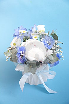 a small bouquet of white roses. Flowers for birthday, wedding, Valentine's Day