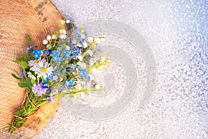 Small bouquet of wild spring flowers