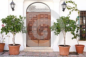 Small boutique luxury hotel front door entrance Spain