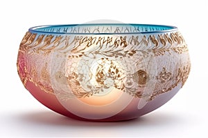 A small bowl with boheme decoration on white background