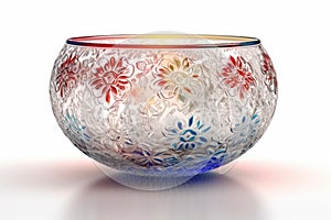 A small bowl with boheme decoration on white background