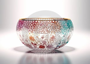 A small bowl with boheme decoration on white background