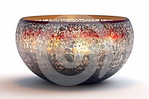 A small bowl with boheme decoration on white background