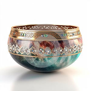 A small bowl with boheme decoration on white background photo