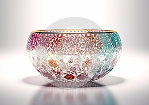 A small bowl with boheme decoration on white background photo
