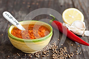 Small bowl of harissa