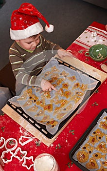 Small boy with christmas cake