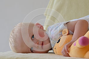 Small boy with his stuffed toy