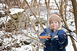 Small boy with ice axe