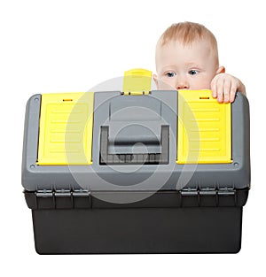 Small boy with toolbox