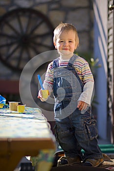 Small boy with toys