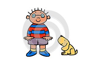 Small boy wearing glasses cartoon