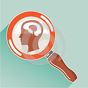 Small brain under magnifying glass