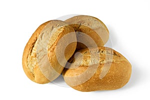 Small bread rolls, brÃÂ¶tchen - breakfast rolls - isolated on white background