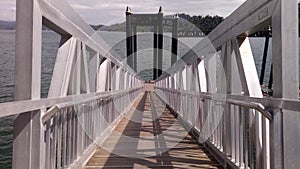 Small bridge at blue lake