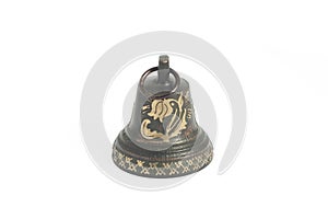 Small bronze bell on white