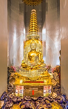 The Small Buddha Sculpture Inside the Temple of the Golden Mount Temple in Bangkok