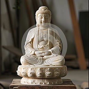 A small Buddha statue, a symbol of Buddhism