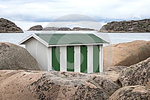 Small building at the skerry coast near Bovallastrand Sweden