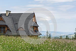 Small building with the sloping roofs, Zakopane.