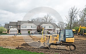 Small Bulldozer at Housing Construction Site