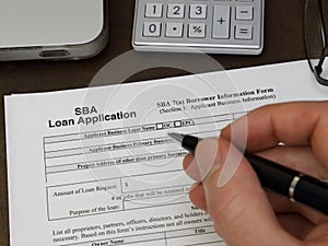 Small Business Adminstration SBA Loan Application Government Form photo