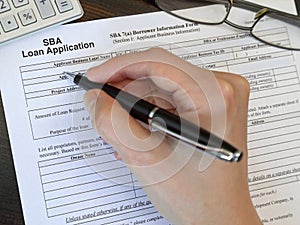 Small Business Adminstration SBA Loan Application Government Form photo