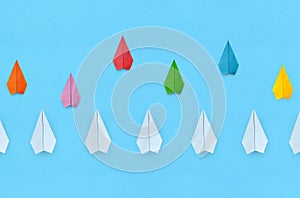 Small business, Business competition concept with Paper plane on blue background