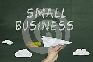 Small business concept on blackboard. Finance business.
